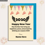 Write Name On Happy New Year 2020 Wish Greeting Card photo card