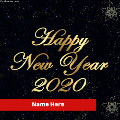 Write Name on Happy New Year 2020 Card Photo