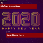 Write Name on Happy New Year 2020 Lights Greeting Card Photo With Name to from name card