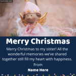 Write Name on Merry Christmas Sister Greeting Card